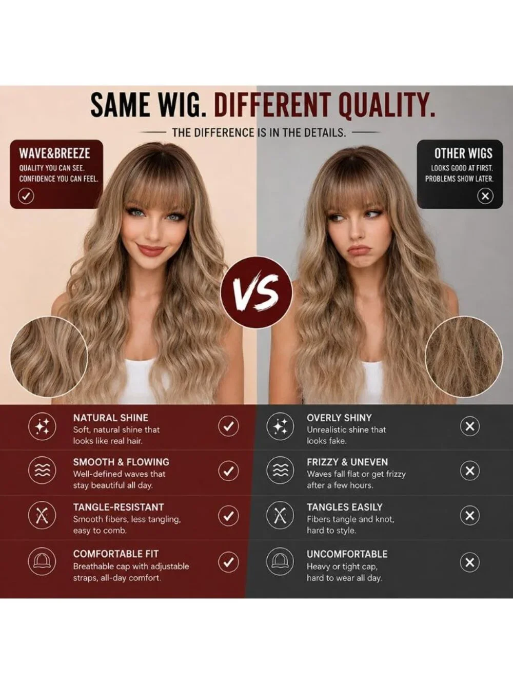 26 Inch Women's Ombre Soft Layered Wavy Curly Hair Wig with Natural Shine